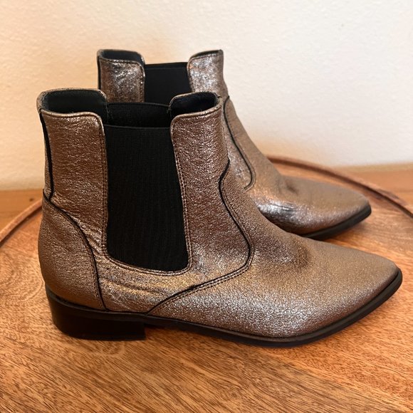 Barney's New York Leather Metallic Booties - Chelsea - Size 5.5 - Picture 2 of 9